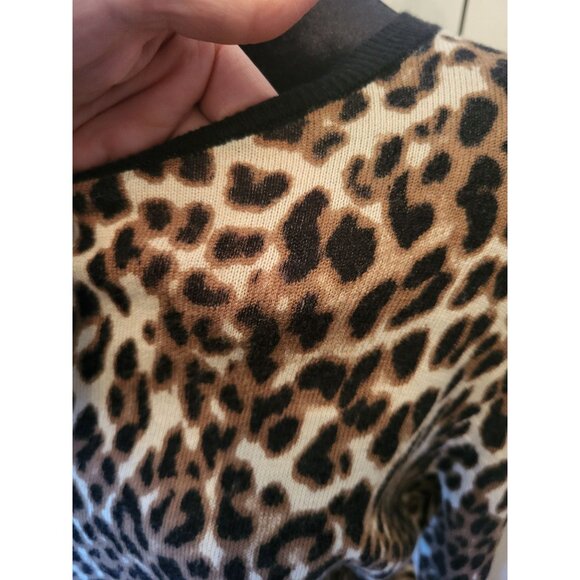 Brown/Black Animal Print Thin Gauge Sweater Worthington L City Streetwear Office - Picture 5 of 9